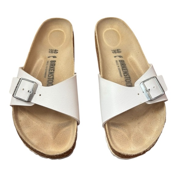 Birkenstock Madrid Birko-Flor - White Buckle Unisex L9 M7 - Picture 13 of 13